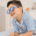Cornflower Blue Mirror Hexagon Kids Sunglasses