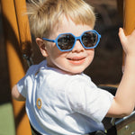 Cornflower Blue Mirror Hexagon Kids Sunglasses
